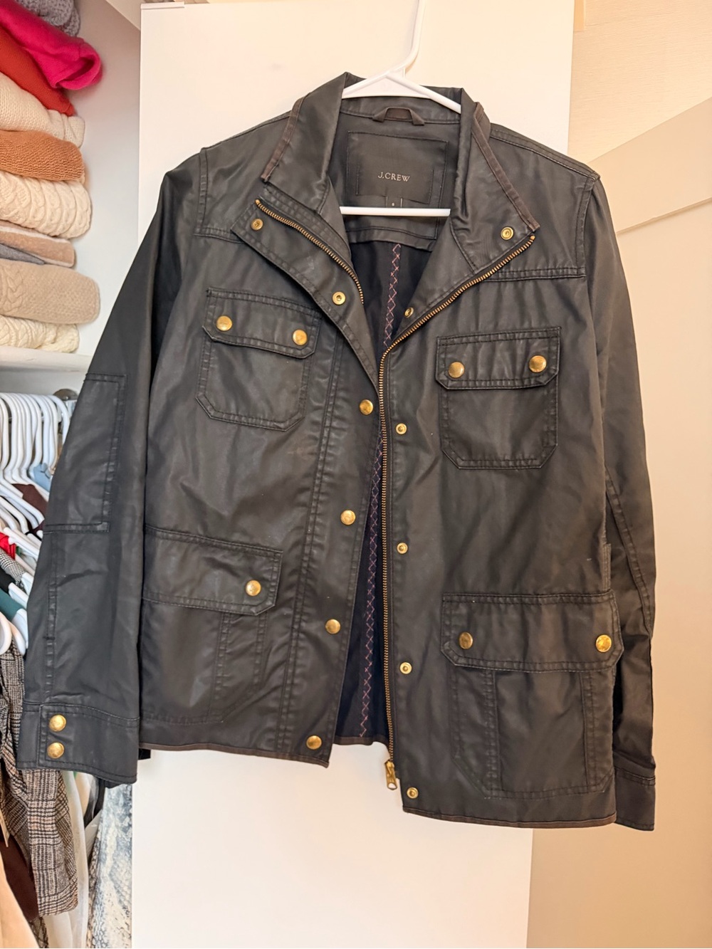 J. Crew Men's Waxed Cotton Field Jacket in Black